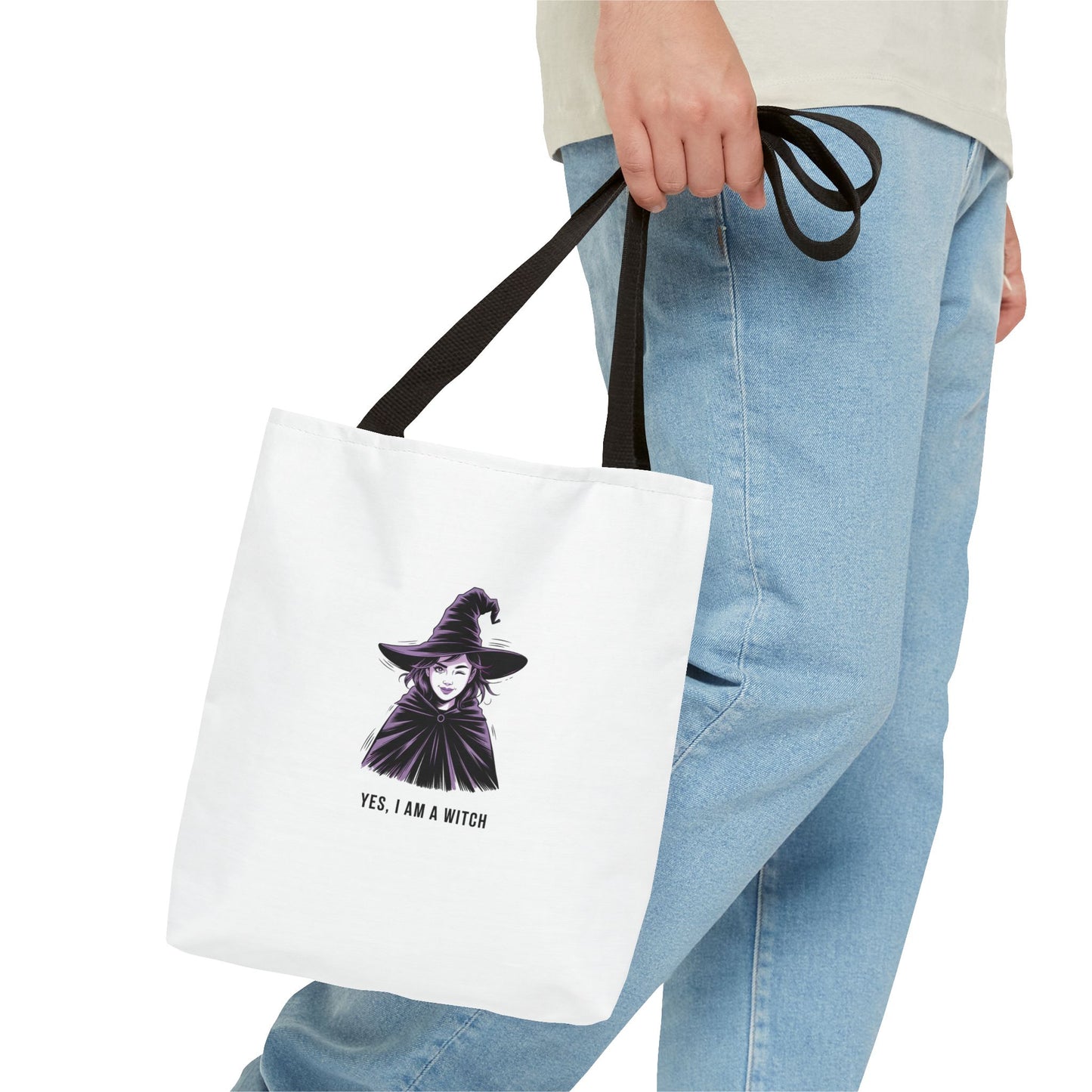Witch Illustration Tote Bag — "Yes, I Am a Witch" Halloween Canvas Tote