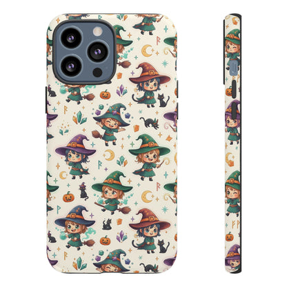 Niedliche iPhone-Handyhülle mit Hexenmuster – Halloween-Kawaii-iPhone-Hülle