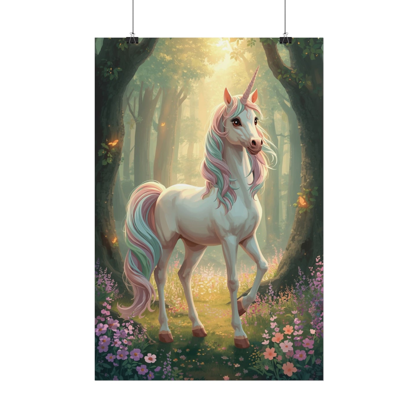 Unicorn Forest Poster — Magical Pastel Unicorn Wall Art