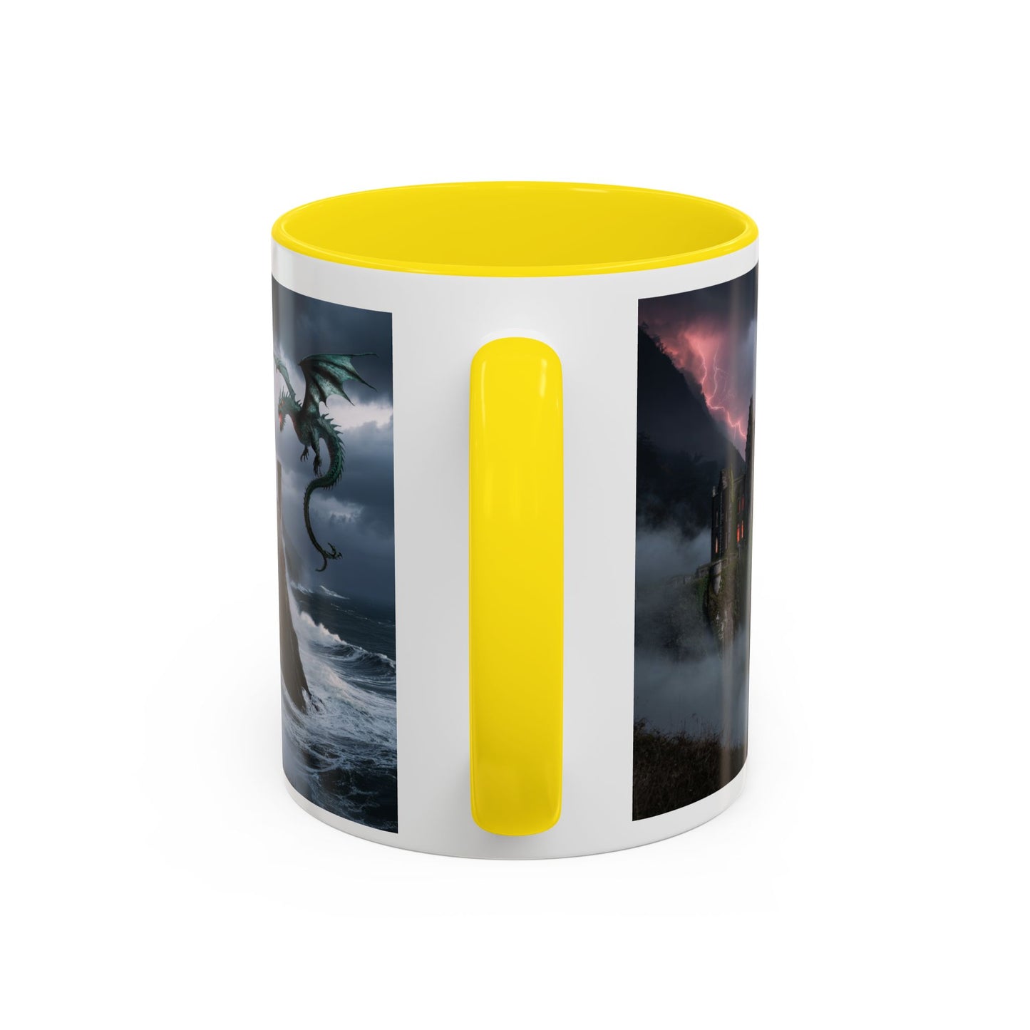 Fantasy Dragon Accent Coffee Mug, Unique Coffee Cup, Magical Gift for Dragon Lovers, Birthday Present, Home Decor for Fantasy Fans