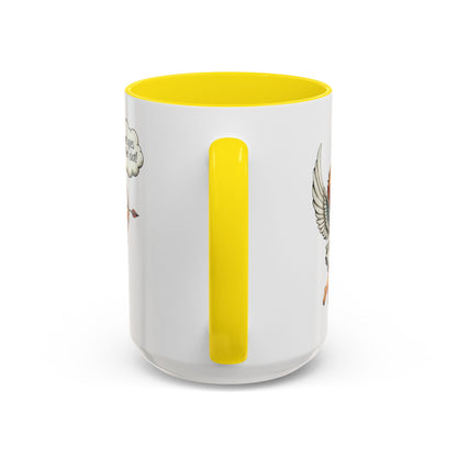 Cupid Coffee Mug — Vintage Cherub Saying "There goes another idiot!" Accent Mug