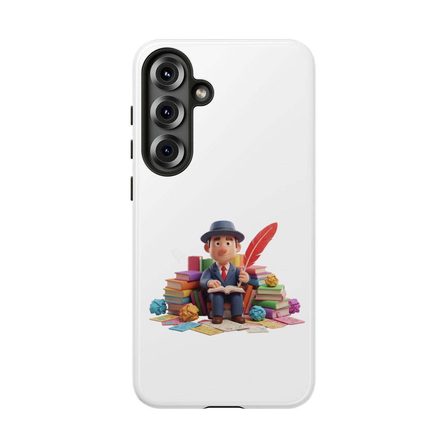 Samsung Bookworm Illustration Phone Case — Cute Scholar with Feather Pen