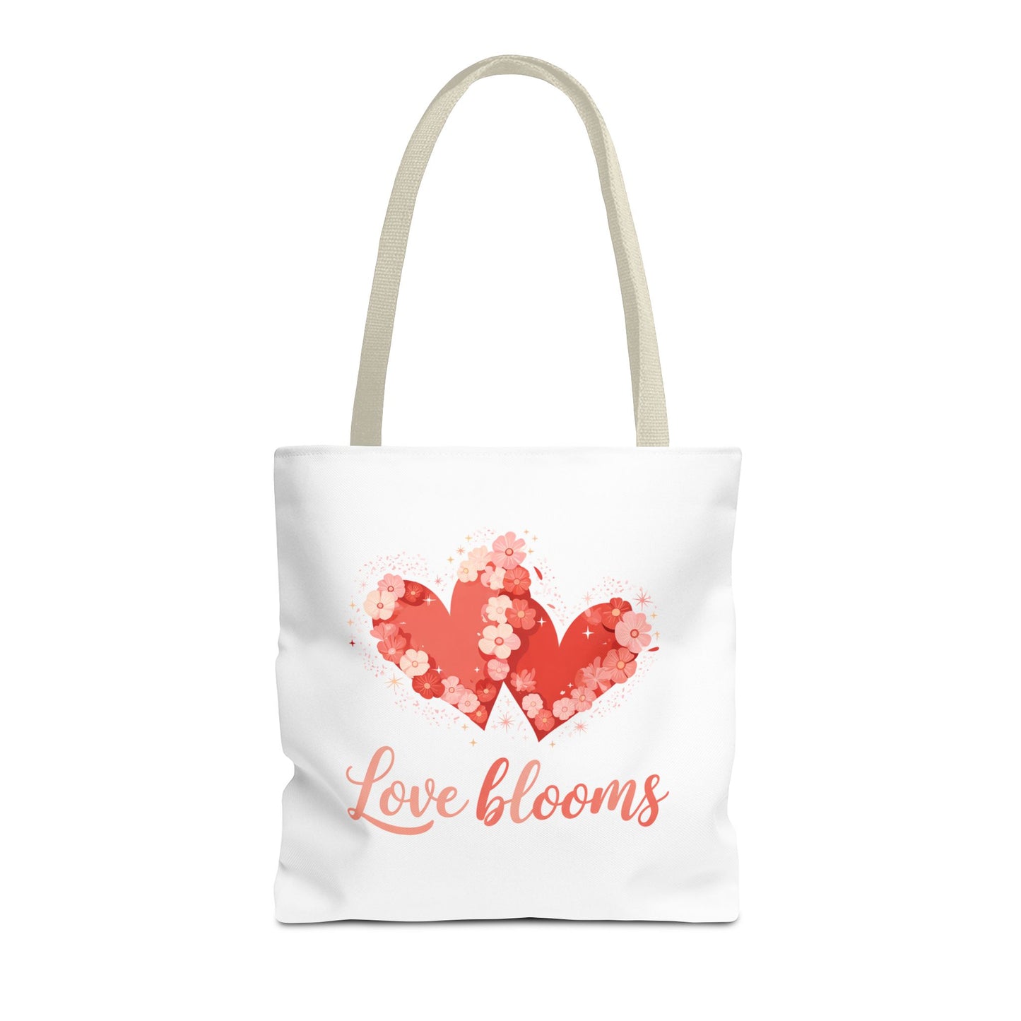 Love Blooms Heart Tote Bag — Floral Valentine Canvas Tote