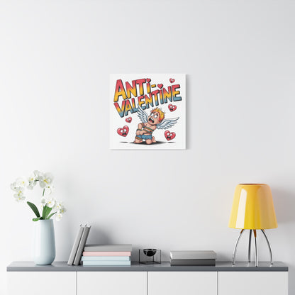 Anti-Valentine Canvas Wall Art — Funny Anti Cupid Stretched Matte Print