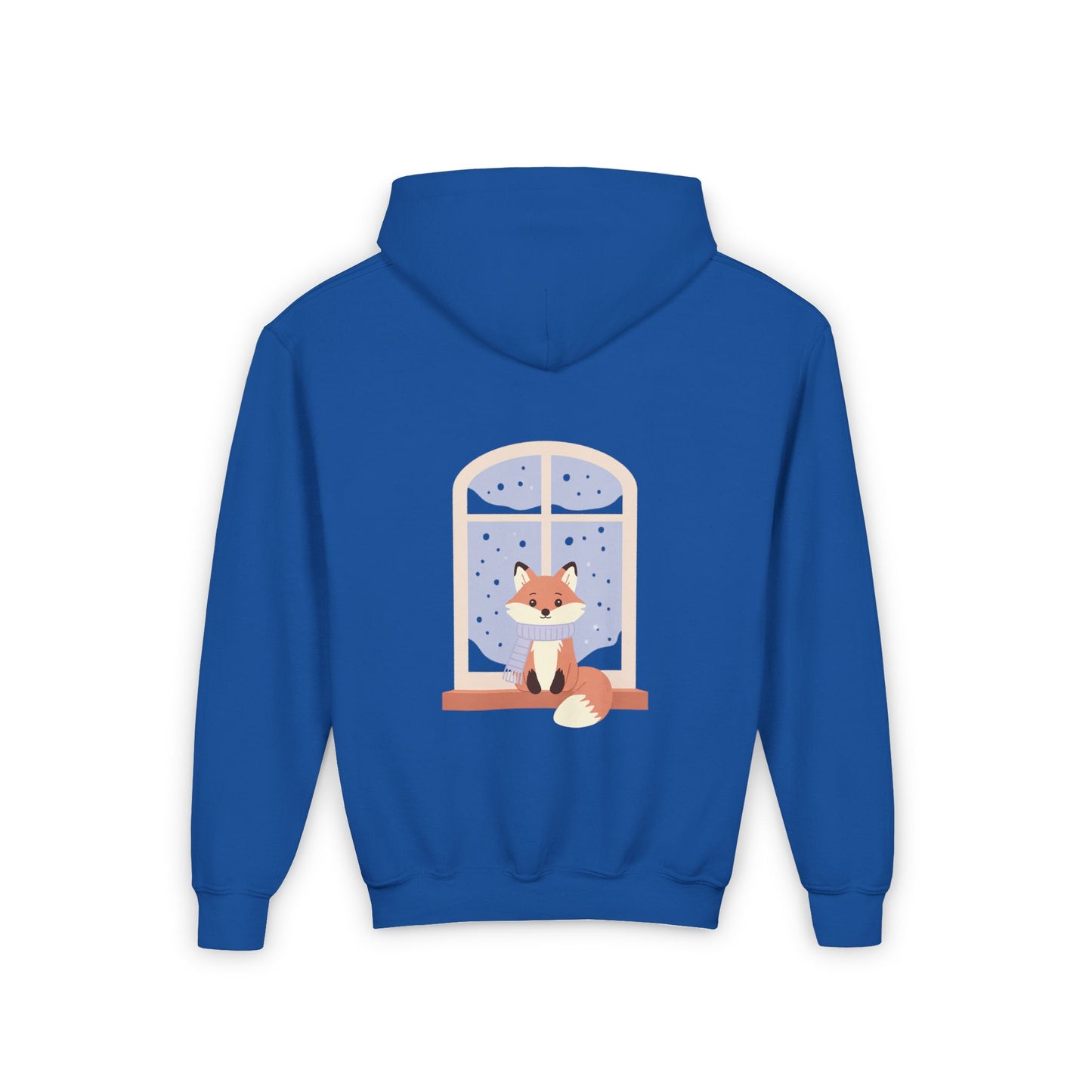 Youth Fox Winter Hoodie - Cute Fox at Window Kids Sweatshirt