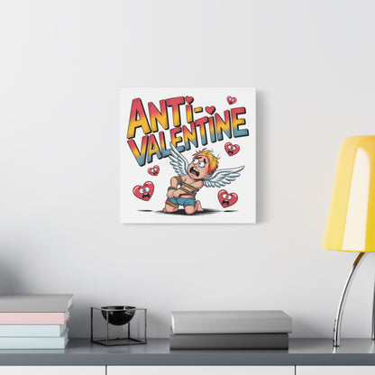 Anti-Valentine Canvas Wall Art — Funny Anti Cupid Stretched Matte Print