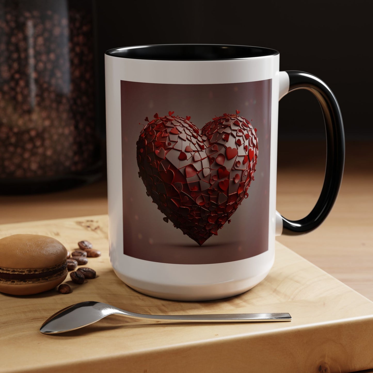 Heart Mosaic Accent Coffee Mug — Romantic Valentine’s Day Gift (11/15 oz)