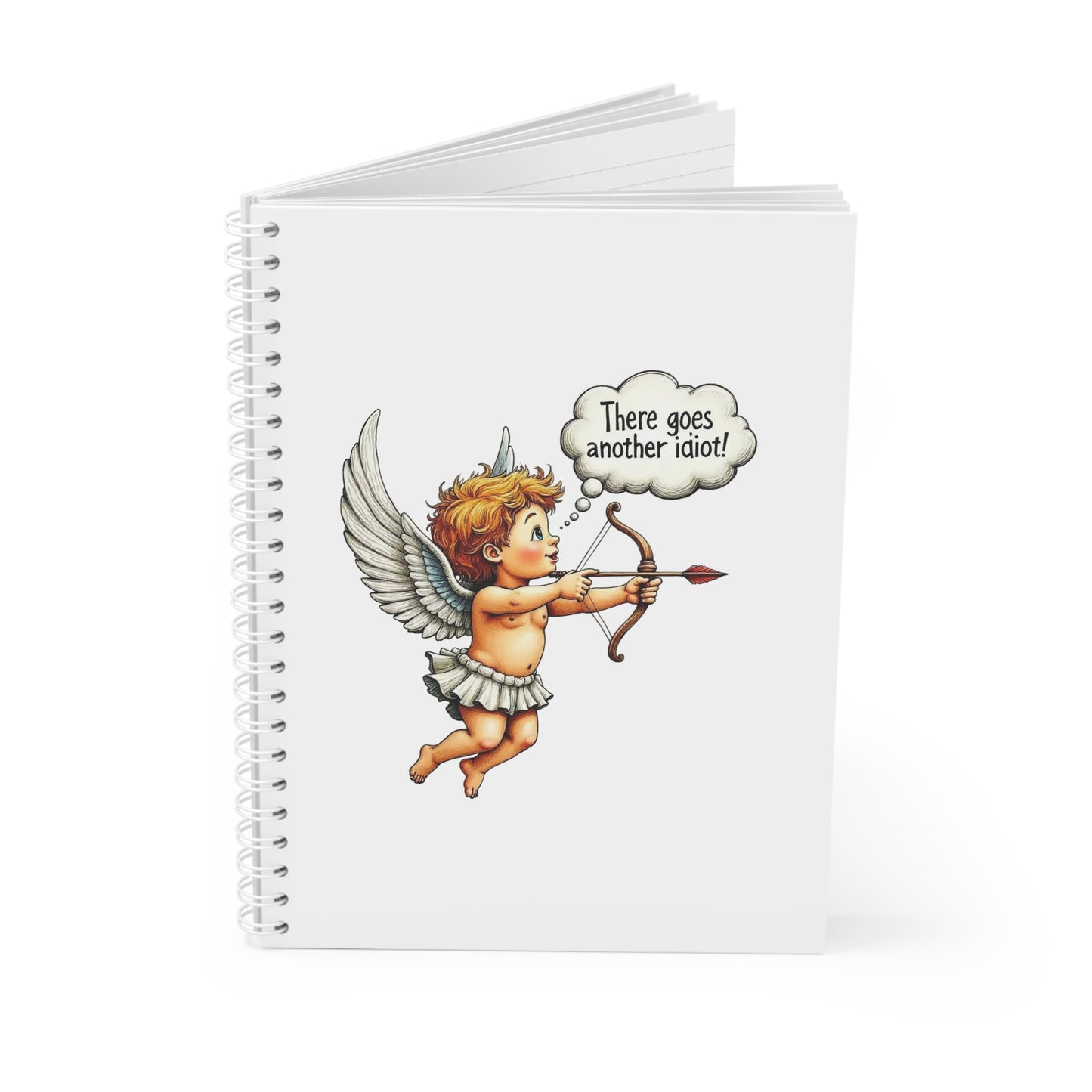 Spiral Notebook — Vintage Cupid Illustration with 'There Goes Another Idiot!' Funny Journal