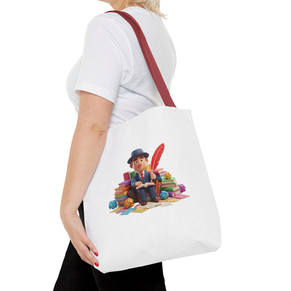 Tote — Cute Bookworm Writer Illustration Tote Bag