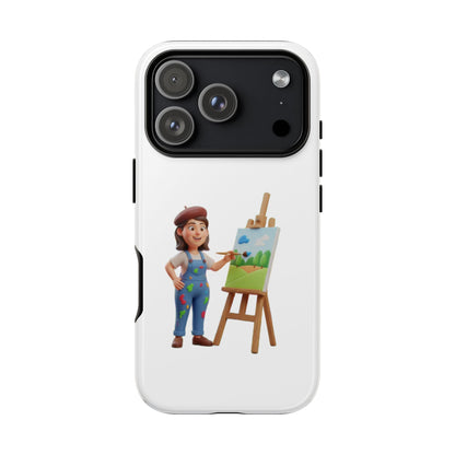 iPhone Artist Painter Phone Case — Cute Female Artist with Easel Protective iPhone Cover