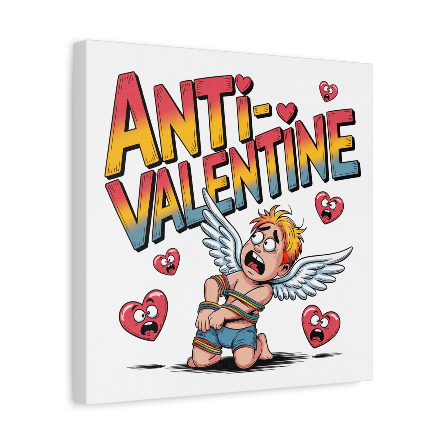 Anti-Valentine Canvas Wall Art — Funny Anti Cupid Stretched Matte Print