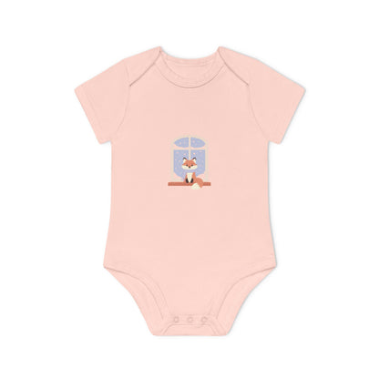 Baby Bodysuit — Cozy Fox by the Window Organic Short Sleeve Baby Onesie