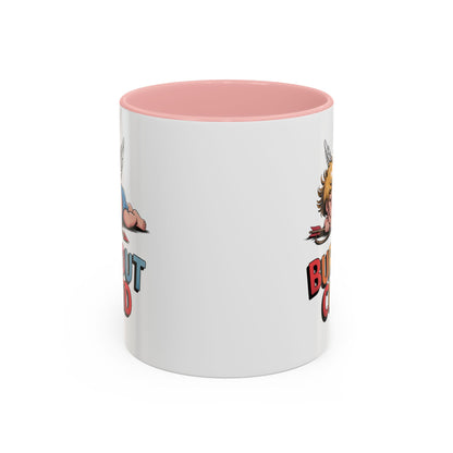 Burnout Cupid Coffee Mug — Cute Tired Cupid Accent Mug (11/15 oz)