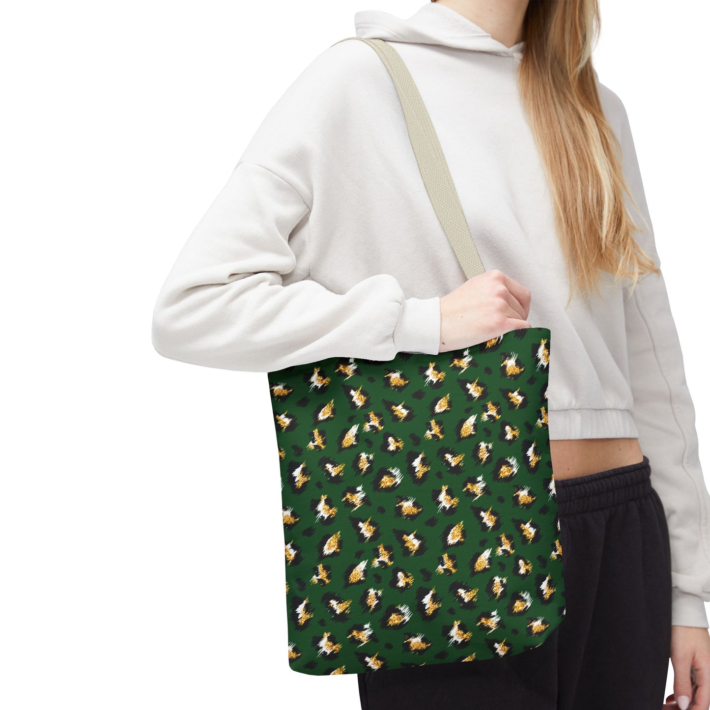 Green Leopard Print Tote Bag – Patterned All-Over-Print Shopper