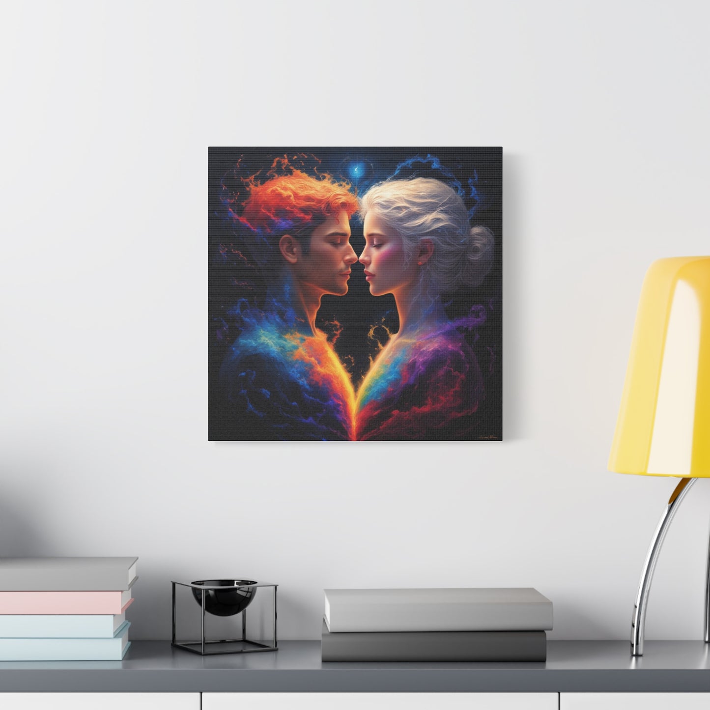 Cosmic Lovers Matte Canvas Art — Fire & Ice Romantic Wall Decor