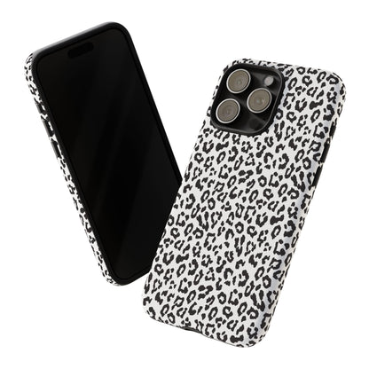 iPhone Leopard Print Tough Phone Case - Black & White Protective Cover