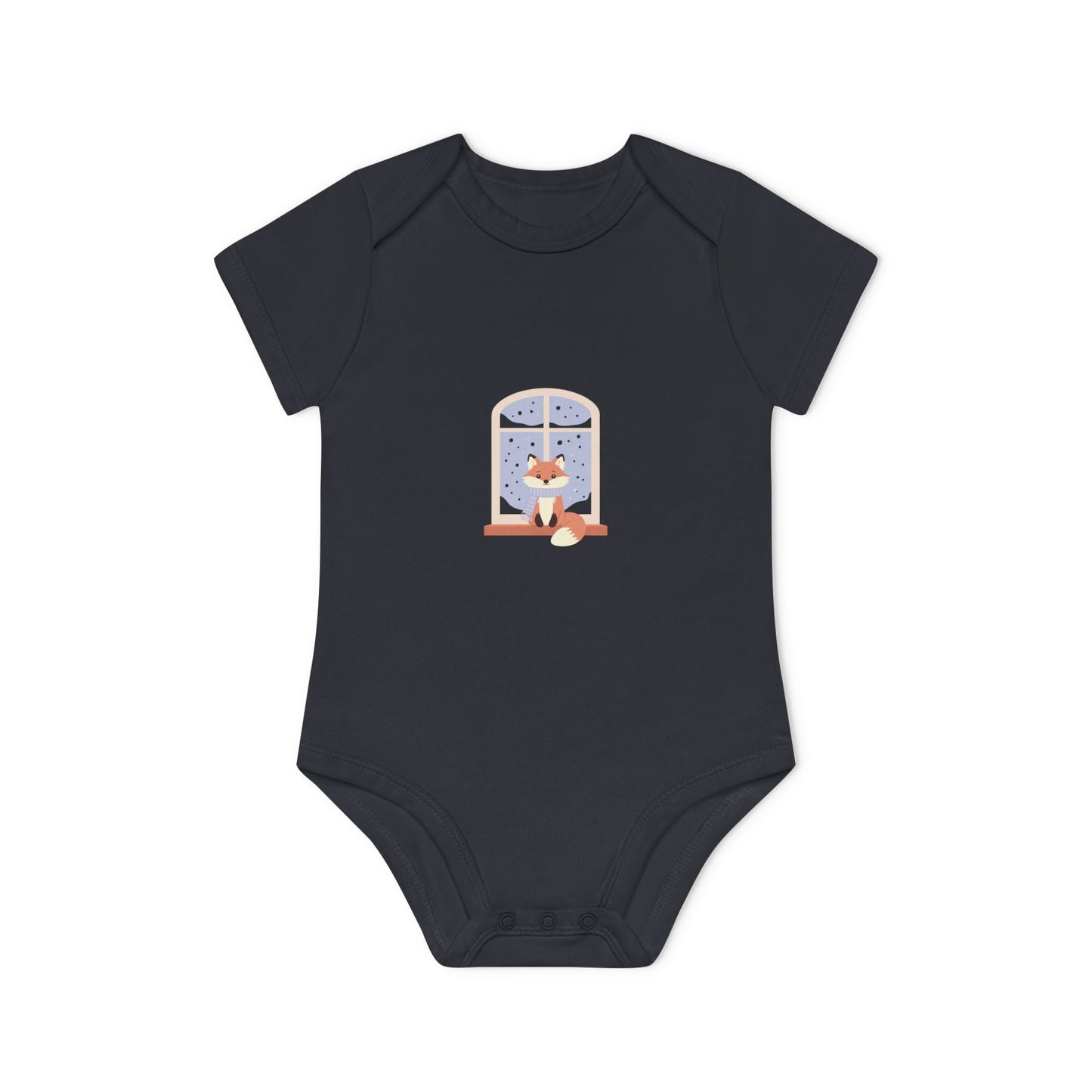 Baby Bodysuit — Cozy Fox by the Window Organic Short Sleeve Baby Onesie