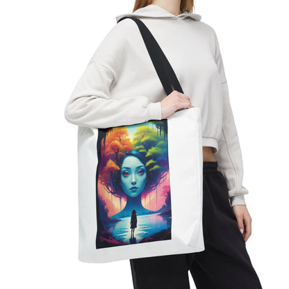 Dreamscape Portrait Tote Bag — Surreal Forest Girl Art