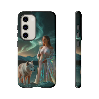 Samsung Aurora Guardian Handyhülle – Mystic Woman &amp; Wolf Magic Galaxy Schutz