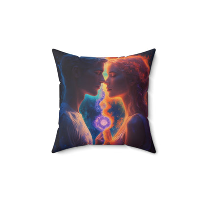 Square Pillow — Mystic Sun & Moon Lovers Decorative Cushion