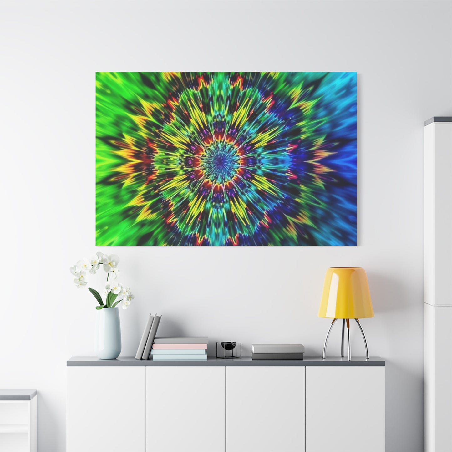 Psychedelic Kaleidoscope Matte Canvas Wall Art — Vibrant Mandala Stretched Canvas