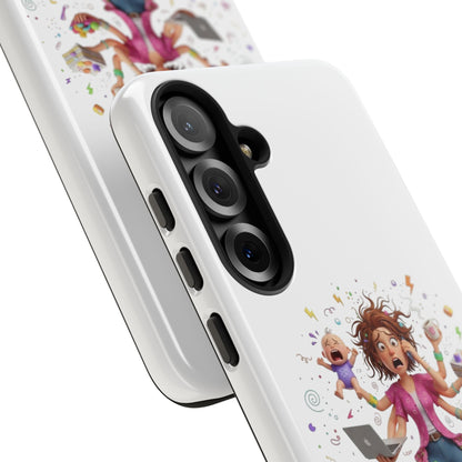 Samsung Mom Life Phone Case — Funny Juggling Mom Illustration Protective Case