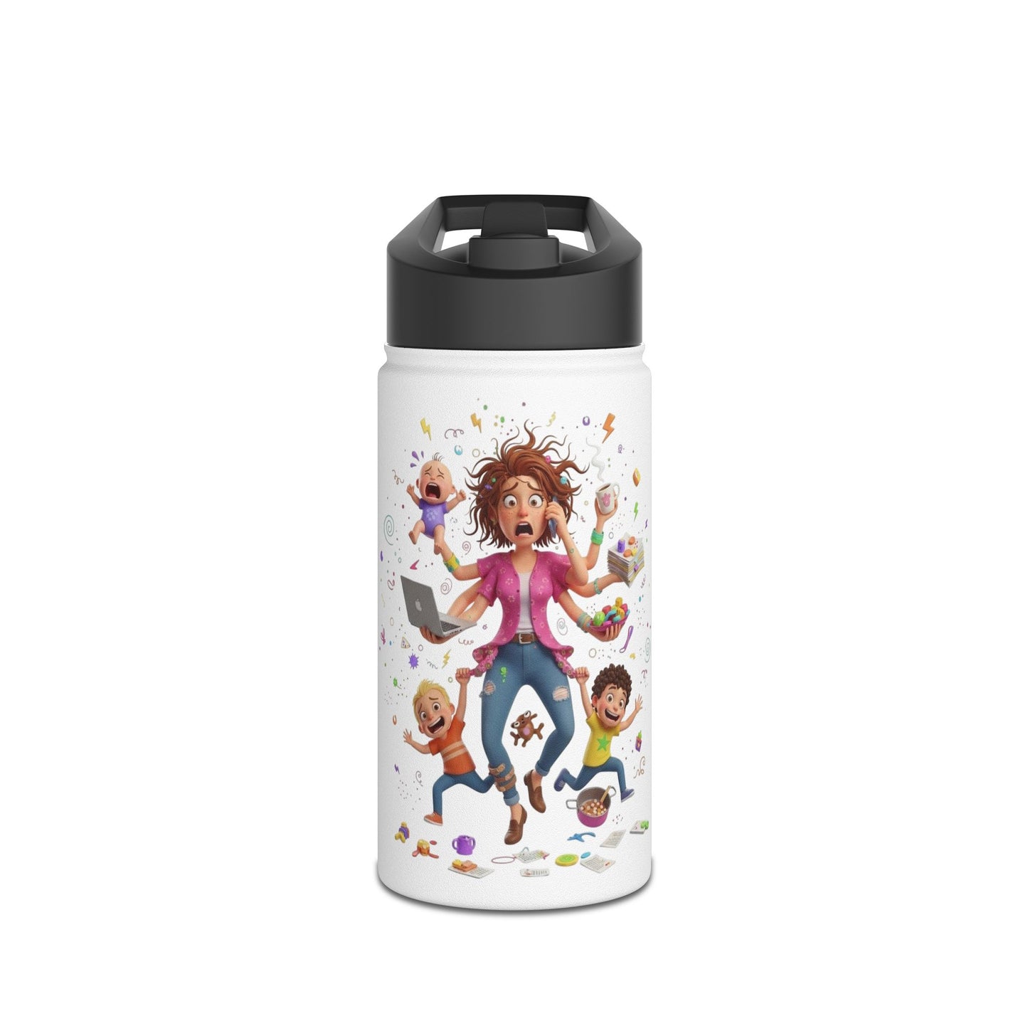 Mom Life Stainless Steel Thermic Bottle — Funny Multitasking Mom Design