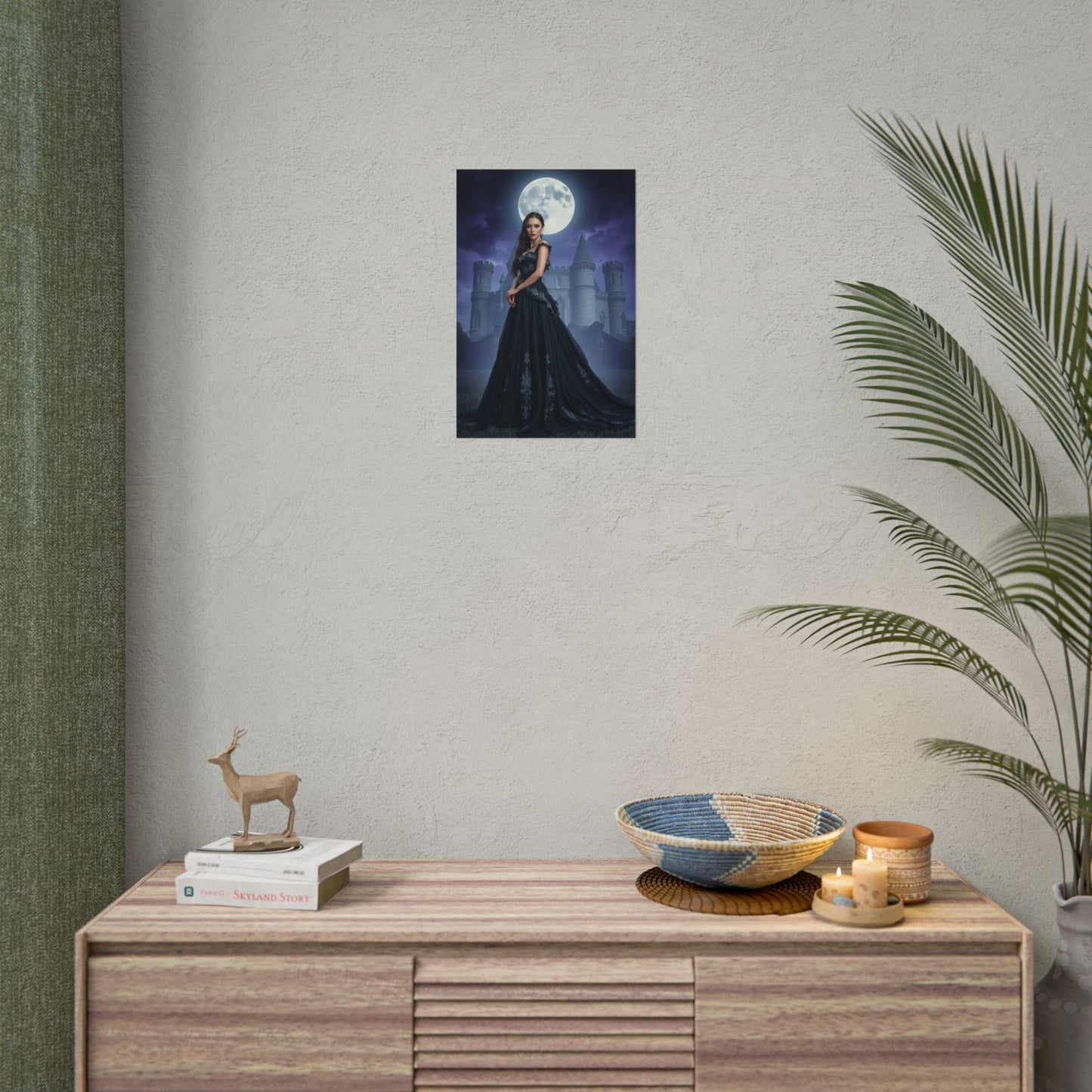 Gothic Moonlit Castle Poster — Elegant Vampire Queen Wall Art (Rolled)