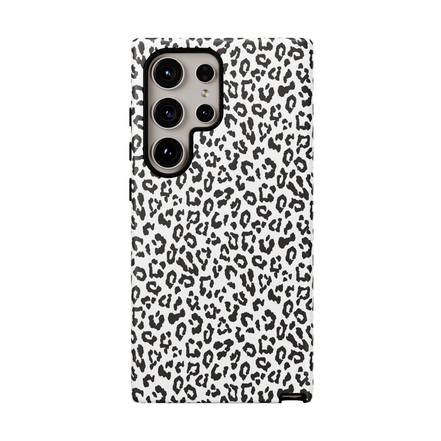 Samsung Leopard Print Tough Phone Case – Black & White Animal Pattern Protective Cover