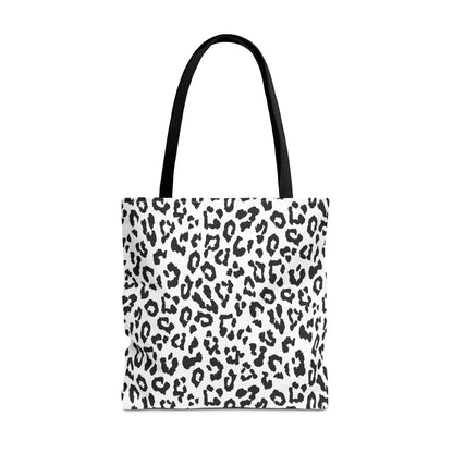 Leopard Print Tote Bag — Black & White All-Over-Print Shopper