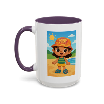 Good Vibes Beach Kid Mug — Accent Coffee Mug (11/15oz)