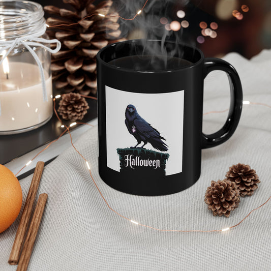 Halloween Raven Black Mug - Perfect for Spooky Season, Unique Gift, Coffee Lover, Holiday Decor, Halloween Enthusiast