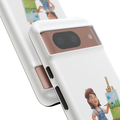 Google Artist Painting Phone Case — Cute Female Painter Illustration Phone Cover