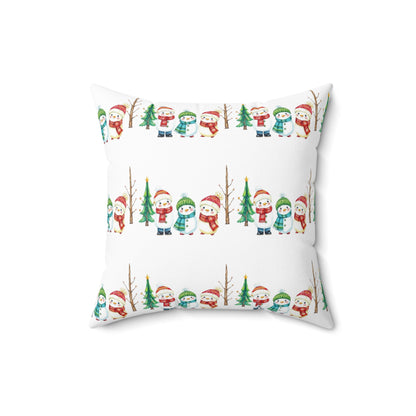 Christmas Snowman Pattern Pillow — Festive Holiday Decorative Throw