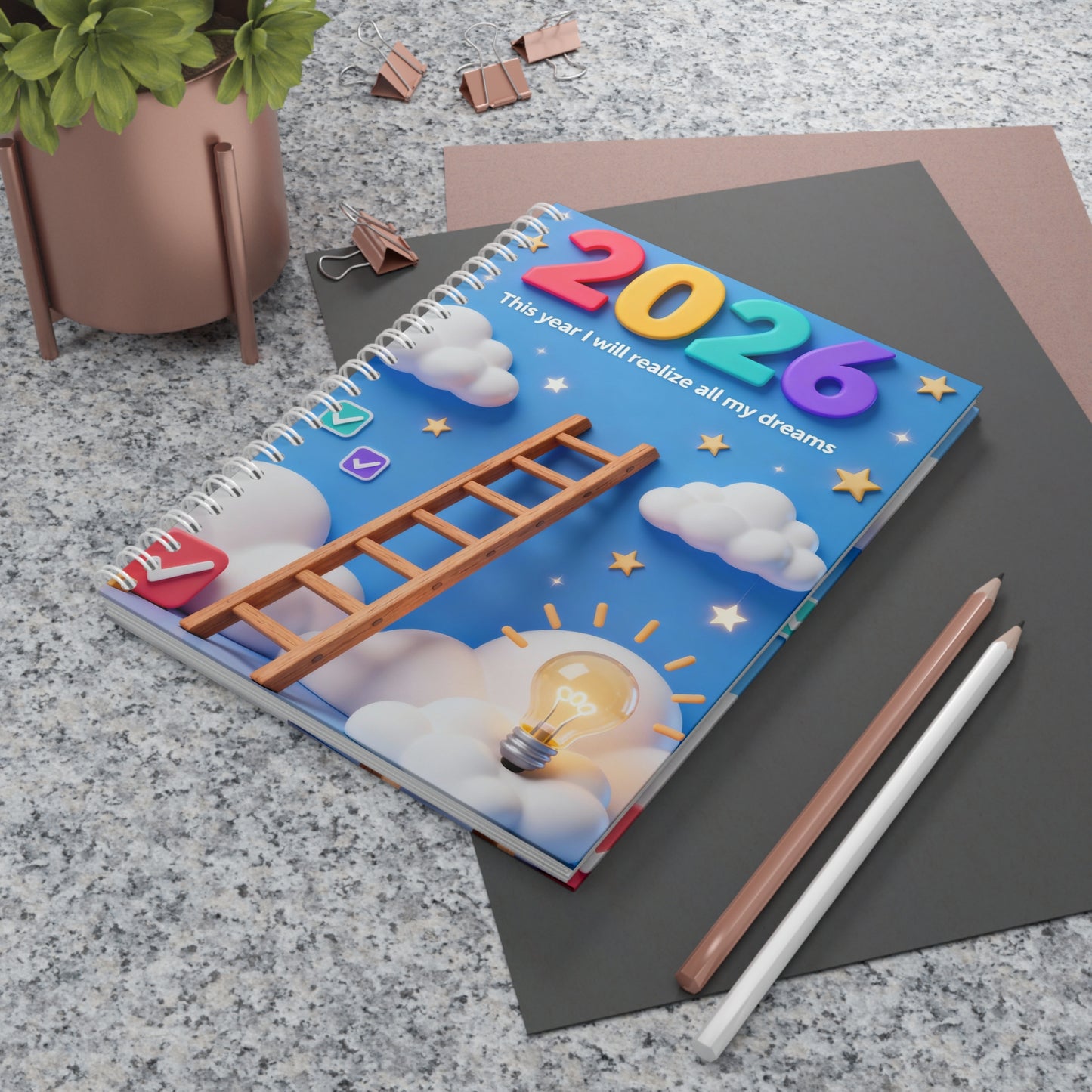 2026 Goals Spiral Notebook — "This year I will realize all my dreams" Planner