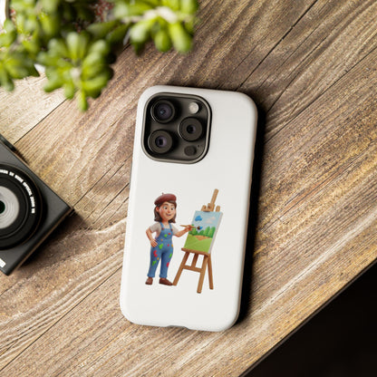 iPhone Artist Painter Phone Case — Cute Female Artist with Easel Protective iPhone Cover
