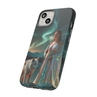 iPhone Mystic Guardian Phone Case — Aurora Wolf Woman Protective Cover