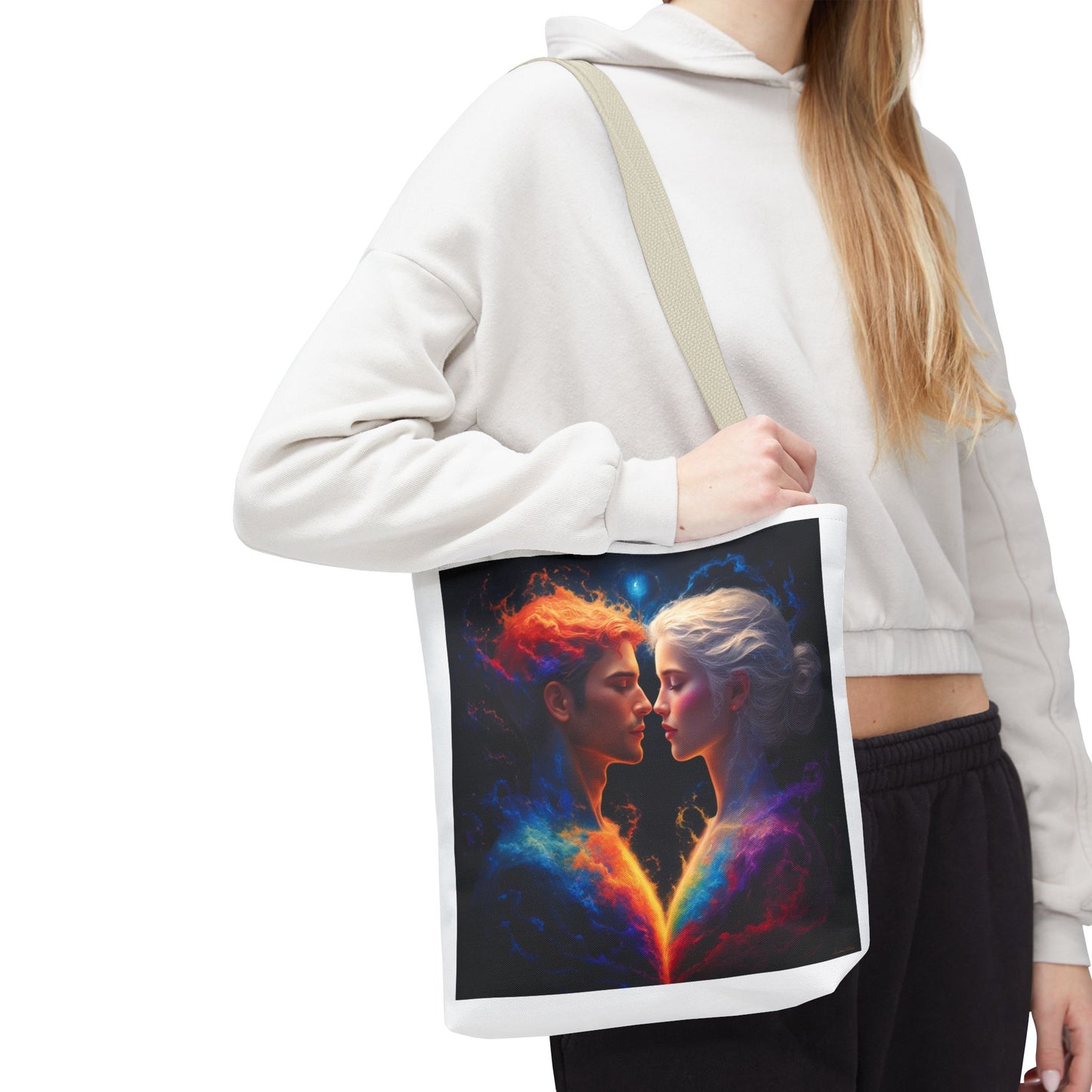 Cosmic Lovers Tote Bag — Fire & Ice Romantic Art AOP