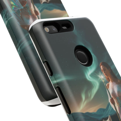 Funda para teléfono Google Aurora Guardian: armadura de fantasía de mujer y lobo