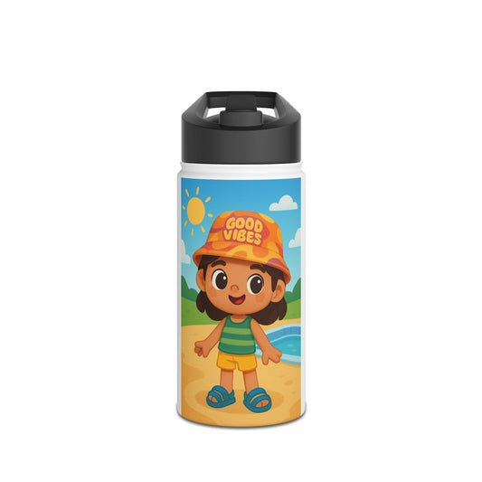 Good Vibes Kid's Stainless Steel Thermic Bottle — Beach Cartoon Insulated Bottle