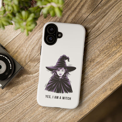 iPhone Yes, I Am a Witch Phone Case — Gothic Witch Illustration Protective Cover