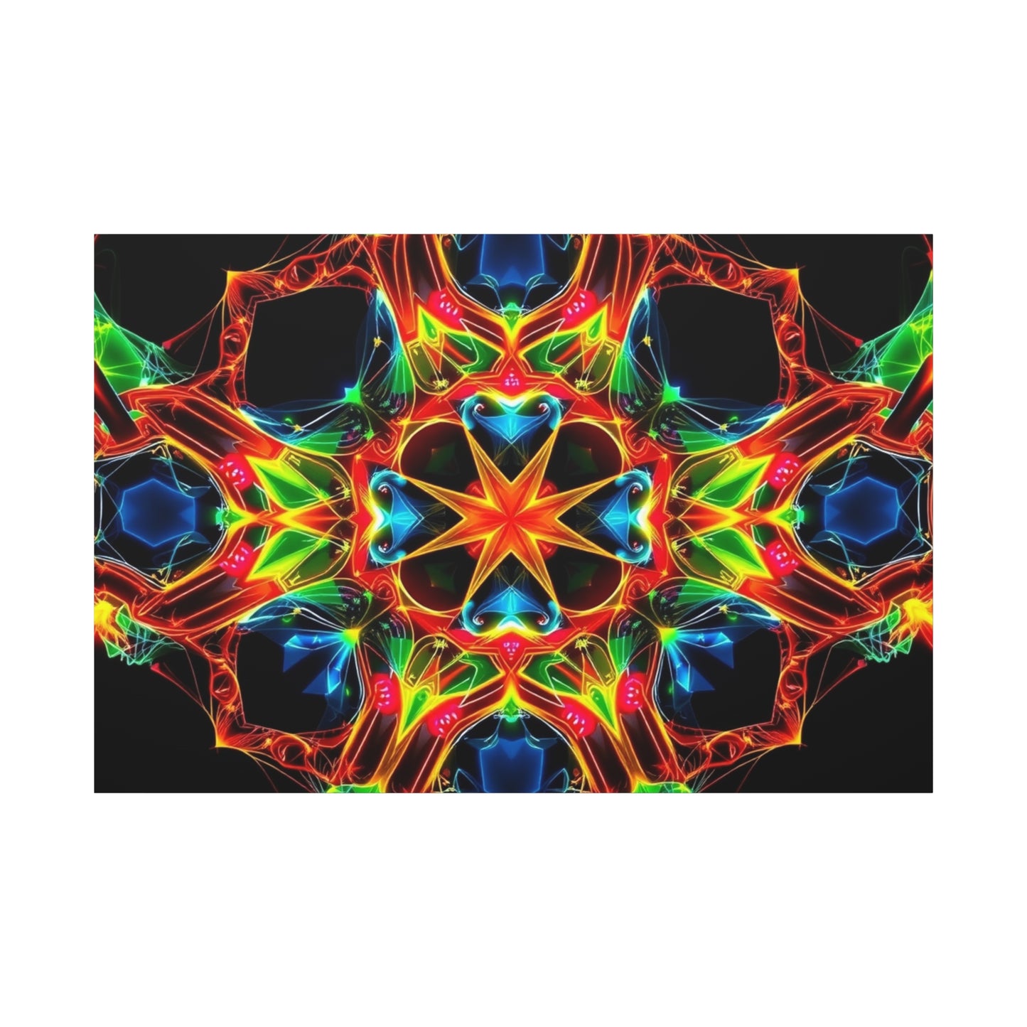 Kaleidoscope Neon Mandala Matte Canvas