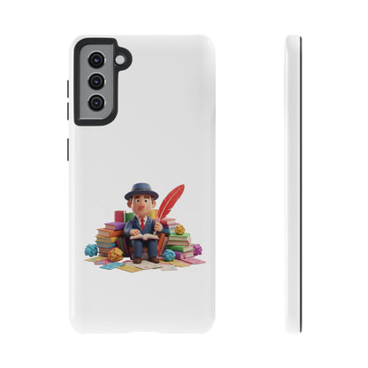 Samsung Bookworm Illustration Phone Case — Cute Scholar with Feather Pen