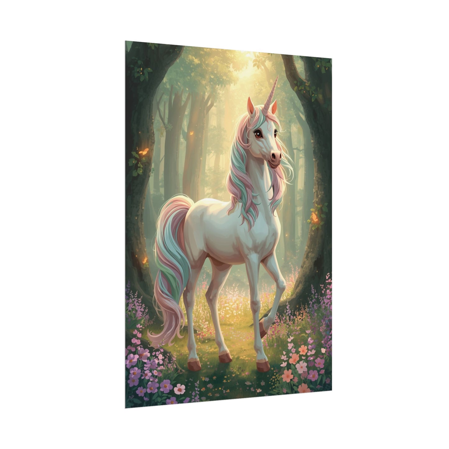 Unicorn Forest Poster — Magical Pastel Unicorn Wall Art