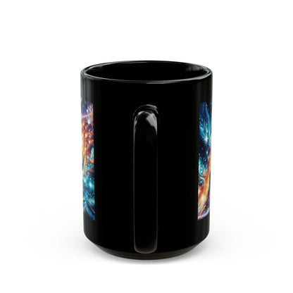 Cosmic Hands Black Mug — Galaxy Art Coffee Cup (11oz or 15oz)