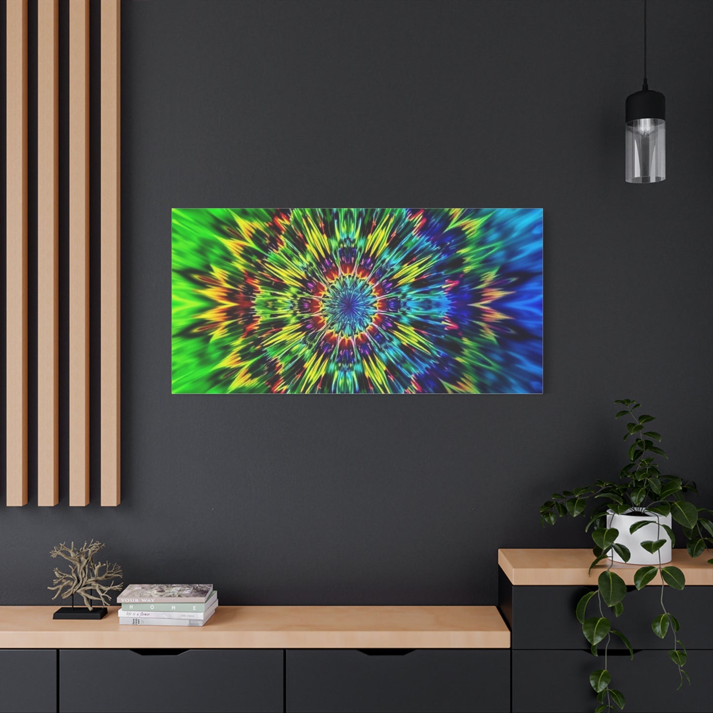 Psychedelic Kaleidoscope Matte Canvas Wall Art — Vibrant Mandala Stretched Canvas