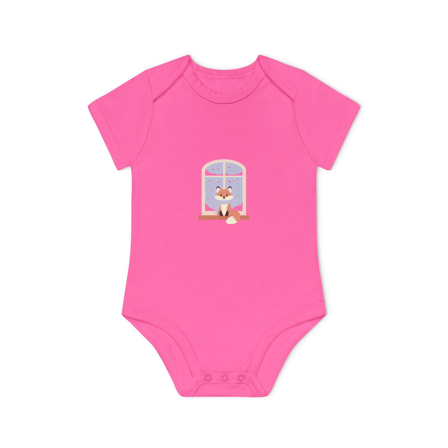 Baby Bodysuit — Cozy Fox by the Window Organic Short Sleeve Baby Onesie