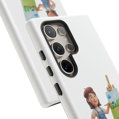 Samsung Handyhülle mit Künstlermotiv – Schutzhülle mit niedlicher Illustration einer Malerin