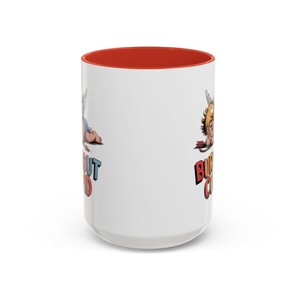 Burnout Cupid Coffee Mug — Cute Tired Cupid Accent Mug (11/15 oz)
