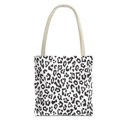 Leopard Print Tote Bag — Black & White All-Over-Print Shopper